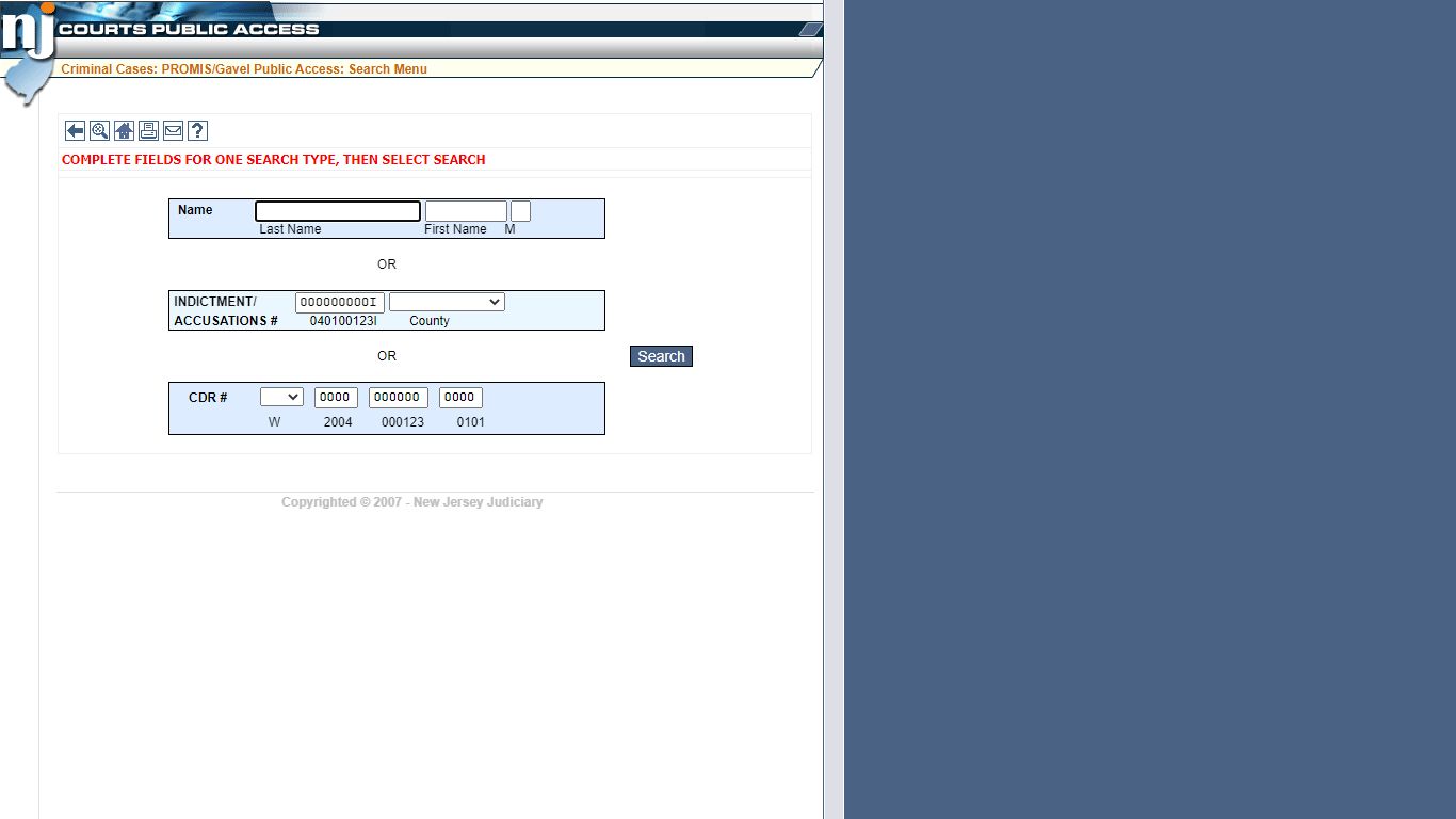 Criminal Cases: PROMIS/Gavel Public Access - New Jersey Superior Court