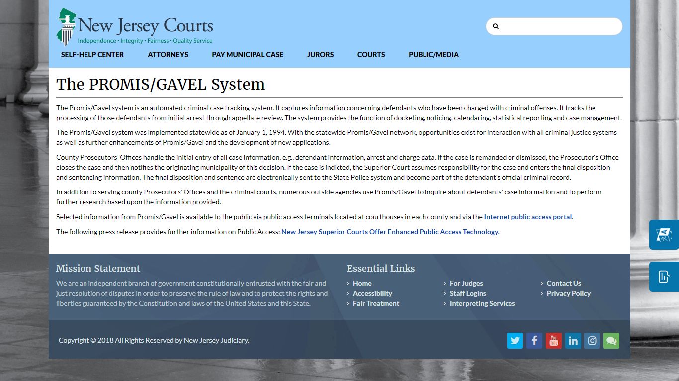 The PROMIS/GAVEL Network - New Jersey Superior Court